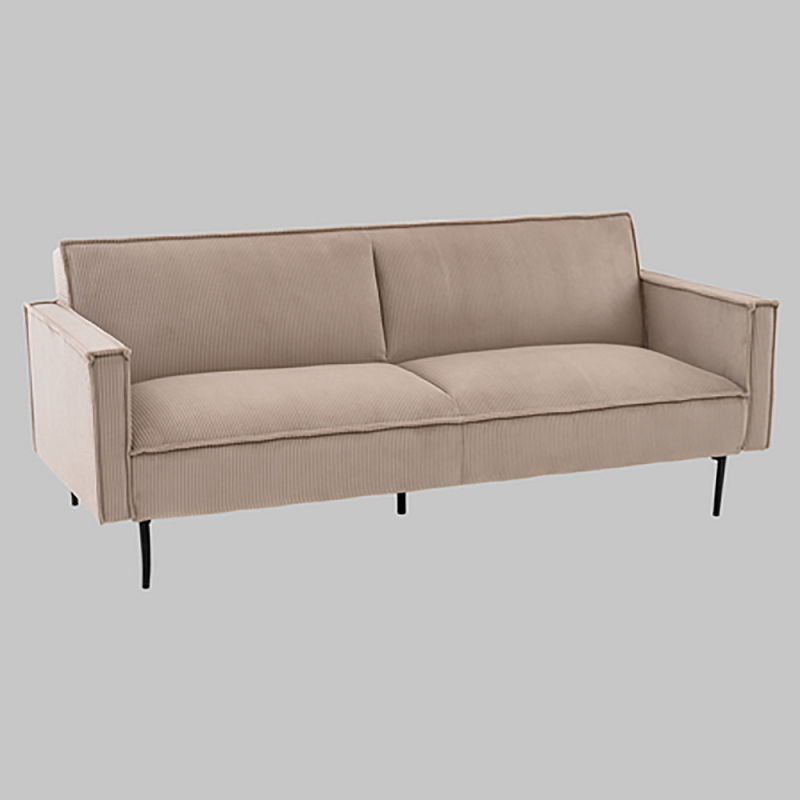 Диван современный вельветовый прямой Worcester Бежевый  Капучино  Черный в Казани | Loft Concept 