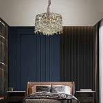 Люстра круглая с хрустальными подвесками на золотистом каркасе Roul Crystal Light варинант исполнения - 13 | Loft Concept в Казани