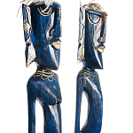 Комплект из 2-х деревянных статуэток Asmat Tall Statuettes Blue Green варинант исполнения - 3 | Loft Concept в Казани