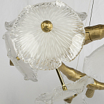 Люстра подвесная круглая с ветвистыми бронзовыми элементами и стеклянными рифлеными дисками Textured Glass Chandelier варинант исполнения - 4 | Loft Concept в Казани