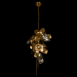 Люстра подвесная вытянутой формы с плафонами из стекла и металла с тремя вертикальными подвесками Gilded Mirage  варинант исполнения - 7 | Loft Concept в Казани