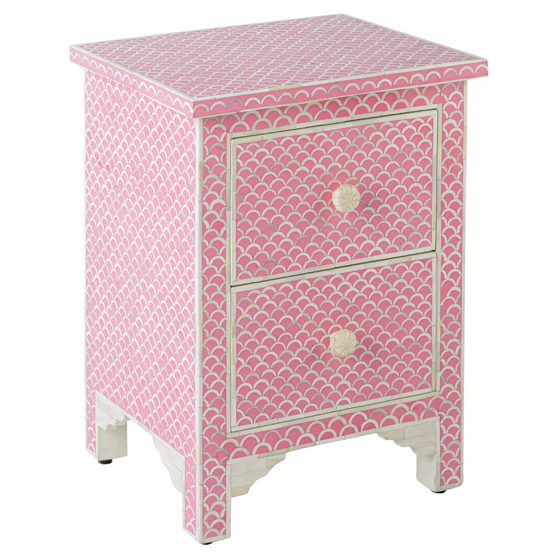 Тумбочка Pink Indian Bone Inlay nightstand Розовый в Казани | Loft Concept 