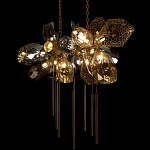 Люстра подвесная с 18-ю стеклянными плафонами с вертикальными подвесками Gilded Mirage  варинант исполнения - 8 | Loft Concept в Казани