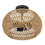 Потолочный светильник с плафоном из плетеного джута и черным каркасом Quoizel варинант исполнения - 3 | Loft Concept в Казани