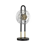 Настольная лампа черного цвета с круглым прозрачным стеклянным плафоном Virelia  варинант исполнения - 1 | Loft Concept в Казани