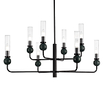 Люстра с 8-ю плафонами в форме стеклянных трубок и мраморных декоративных элементов Montreal варинант исполнения - 2 | Loft Concept в Казани