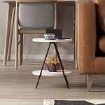 Стол приставной с 2-мя круглыми белыми столешницами ESSEL SIDE TABLE WHITE варинант исполнения - 10 | Loft Concept в Казани