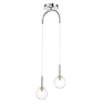 Подвесной светильник с 2-мя рельефными прозрачными плафонами из стекла и основанием цвета Хром Perforated Glass Bubbles варинант исполнения - 2 | Loft Concept в Казани