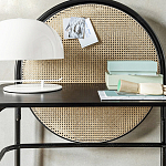 Письменный стол с круглой плетёной панелью для крепления заметок Allegory варинант исполнения - 3 | Loft Concept в Казани