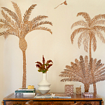 Обои с вышивкой ручной работы Deco Palms Raffia on linen варинант исполнения - 2 | Loft Concept в Казани