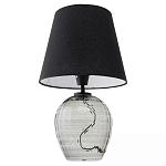 Настольная лампа с черным тканевым абажуром и фактурным прозрачным основанием Black Cone варинант исполнения - 2 | Loft Concept в Казани