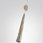 Подвесной светильник с шарообразным плафоном из белого стекла с подвеской из камня и кисточкой Agatelle варинант исполнения - 6 | Loft Concept в Казани