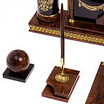 Настольный письменный набор с часами из природного камня обсидиана Royal Set варинант исполнения - 5 | Loft Concept в Казани