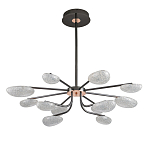 Люстра черного цвета с 12-ю прозрачными плафонами овальной формы Iona chandelier варинант исполнения - 1 | Loft Concept в Казани