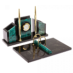 Настольный письменный набор из змеевика с часами Successful Leader варинант исполнения - 2 | Loft Concept в Казани