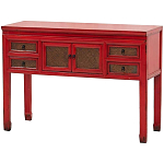Деревянная консоль в китайском стиле с ящиками и дверцами красная Chinese Console Table варинант исполнения - 2 | Loft Concept в Казани