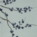 Обои ручная роспись Cherry Tree Original colourway on Adam Grey dyed silk варинант исполнения - 1 | Loft Concept в Казани