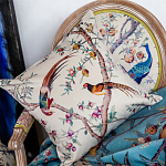 Подушка декоративная с изображением птиц в саду Beige Chinoiserie Birds in the Peach Orchard Cushion варинант исполнения - 2 | Loft Concept в Казани
