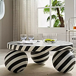 Дизайнерский журнальный стол круглый в чёрно-белую полоску Mypel варинант исполнения - 2 | Loft Concept в Казани