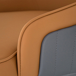 Стул оранжевый с высокой спинкой из искуственной кожи на серых металлических ножках Enigma Orange варинант исполнения - 4 | Loft Concept в Казани