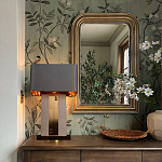 Настольная лампа с основанием из натурального камня c серым прямоугольным абажуром Lapis Tiburtinus варинант исполнения - 5 | Loft Concept в Казани