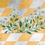 Обои ручная роспись Tiled Meadow Original colourway on Egyptian Gold gilded paper варинант исполнения - 2 | Loft Concept в Казани
