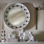 Зеркало белое с круглыми золотыми декоративными элементами Prince of the Church варинант исполнения - 3 | Loft Concept в Казани