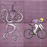 Плитка с узором Осьминог велосипедист варинант исполнения - 1 | Loft Concept в Казани