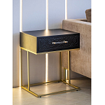 Приставной столик с резным узором на выдвижном ящике Black Table Carved Pattern варинант исполнения - 7 | Loft Concept в Казани