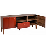 ТВ-тумба красная из массива бука с 2-мя дверками и ящиком Wenge Light варинант исполнения - 4 | Loft Concept в Казани