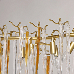 Люстра линейная золотого цвета с декоративными ветвями и длинными стеклянными подвесками в форме сосулек Droplet Chandelier варинант исполнения - 8 | Loft Concept в Казани