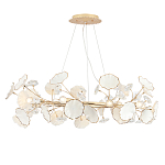 Люстра круглая с белыми лепестками из керамики и прозрачными хрустальными цветками Диаметр 82 см Wintery flovers варинант исполнения - 3 | Loft Concept в Казани