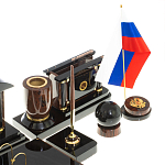 Настольный письменный набор с часами из природного камня обсидиана Peace Contract варинант исполнения - 5 | Loft Concept в Казани