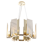 Люстра подвесная круглая с мраморными прямоугольными вставками и золотым основанием Диаметр 55 см Marble square Chandelier варинант исполнения - 1 | Loft Concept в Казани