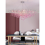 Люстра овальная с розовыми стеклянными подвесками в форме капель FAIRYTREE Light варинант исполнения - 4 | Loft Concept в Казани