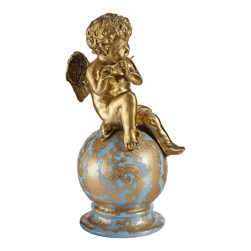 Фигурка Ангел с флейтой на шаре Seraphic Бронза Голубой в Казани | Loft Concept 
