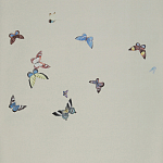 Обои ручная роспись Butterflies Icarus on Rose Shadow metallic silk варинант исполнения - 2 | Loft Concept в Казани