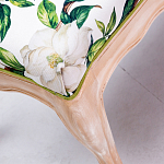Банкетка из натурального бука золотистая с изображением птиц и цветов Blooming Birds варинант исполнения - 2 | Loft Concept в Казани