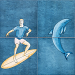 Плитка с узором Дельфин Серфингист варинант исполнения - 1 | Loft Concept в Казани