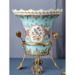 Ваза из голубого фарфора с рисунком птиц и цветов и декоративными элементами Blue Garden варинант исполнения - 7 | Loft Concept в Казани