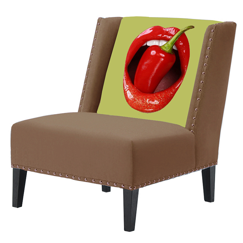 FUN Armchair "Chili Pepper" Beige Дизайнерское кресло с цветным принтом Бежевый в Казани | Loft Concept 