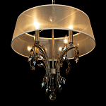 Люстра подвесная круглая с тканевым полупрозрачным абажуром и подвесками 4 лампы Gilded Elegance варинант исполнения - 5 | Loft Concept в Казани