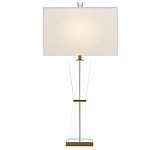 Настольная лампа с прозрачным корпусом и прямоугольным тканевым абажуром Charm and Luxury варинант исполнения - 2 | Loft Concept в Казани