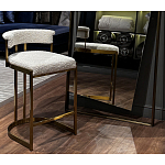 Стул барный букле бежевый с каркасом цвета матовое золото Tactility варинант исполнения - 5 | Loft Concept в Казани