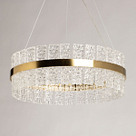 Люстра круглая золотого цвета с прозрачными рельефными стеклянными вставками Textured Glass Chandelier варинант исполнения - 4 | Loft Concept в Казани