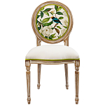 Стул бежевый из натурального бука с изображением птиц и цветов Blooming White Magnolias варинант исполнения - 1 | Loft Concept в Казани