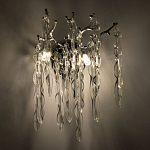 Бра цвета хром с ветвями и прозрачными стеклянными подвесками в виде вытянутых спиральных капель Droplet Chandelier варинант исполнения - 2 | Loft Concept в Казани