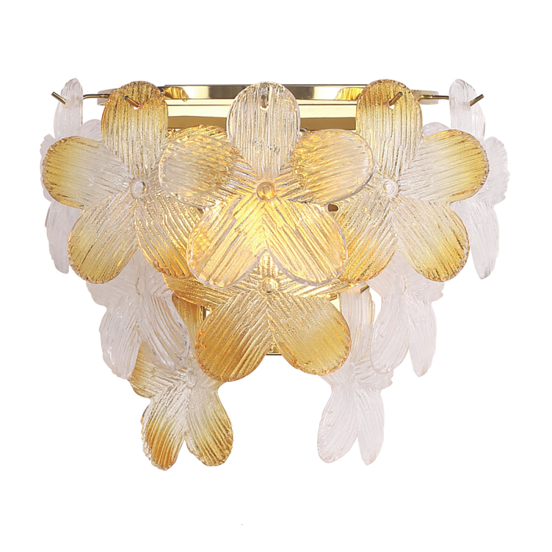 Бра с цветочными мотивами Light Floral Glow Золотой Прозрачное Стекло Янтарный в Казани | Loft Concept 