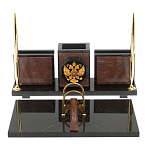 Настольный письменный набор из камня лемезит с гербом России Royal Accessory варинант исполнения - 1 | Loft Concept в Казани