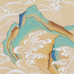 Обои ручная роспись Matsushima Waves Kano on Edo Straw India tea paper варинант исполнения - 1 | Loft Concept в Казани